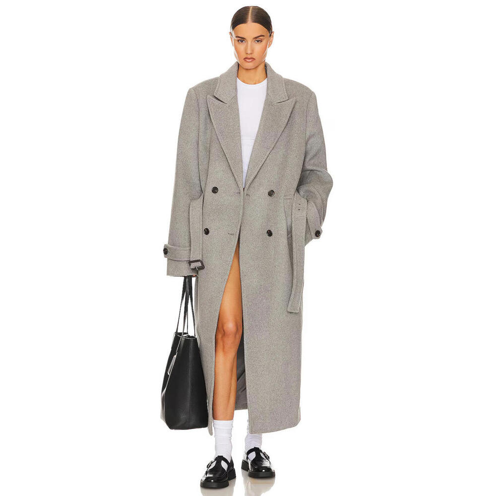 Women's Gray Double-Breasted Coat